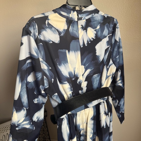 NWT Donna Karan New York FLORAL BELTED A LINE MIDI DRESS Sz 8 - Picture 14 of 14